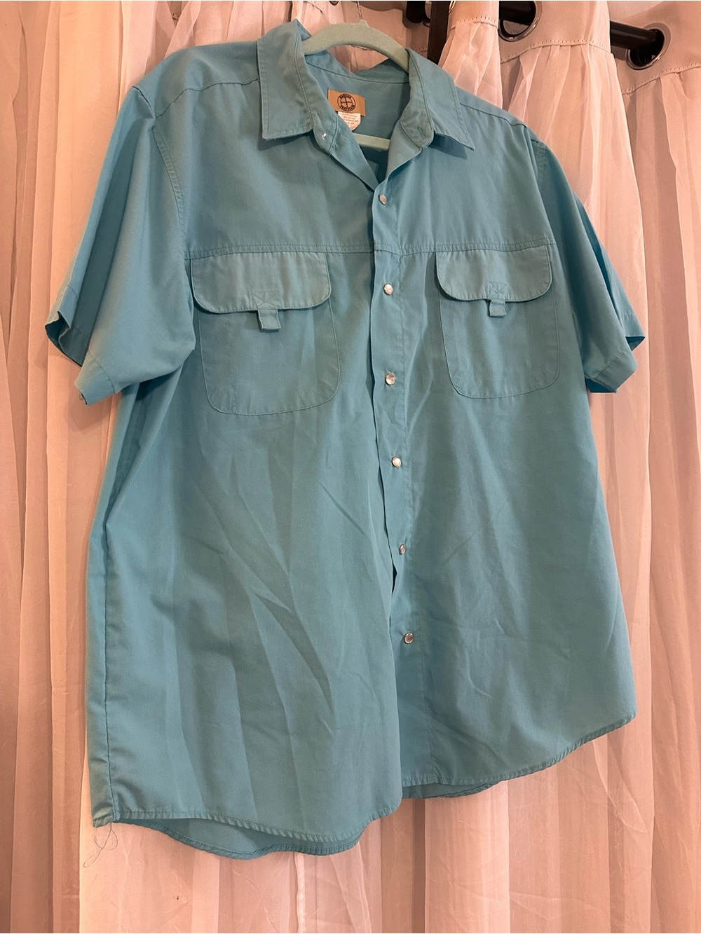 Haband Travelers Light Blue Short-Sleeve Utility Shirt with snaps